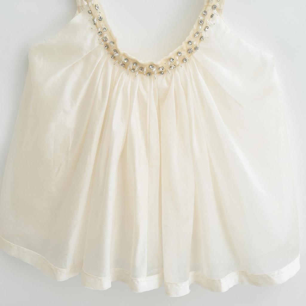 2025 Spring Women's U-Neck Gemstone Beaded Fluffy Camisole - Versatile Fashion