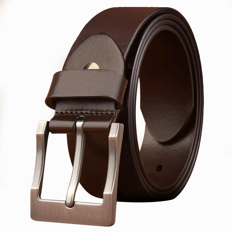 Retro Cowhide Belt Men'S Pin Buckle Belt Business Casual Trendy Men'S Simple Leather Belt