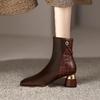 British Style Shoes Short Boots for Women Elegant Ankle Boots High Heel Thick Heel Square Toe Chelsea Boots 2024 Spring Autumn