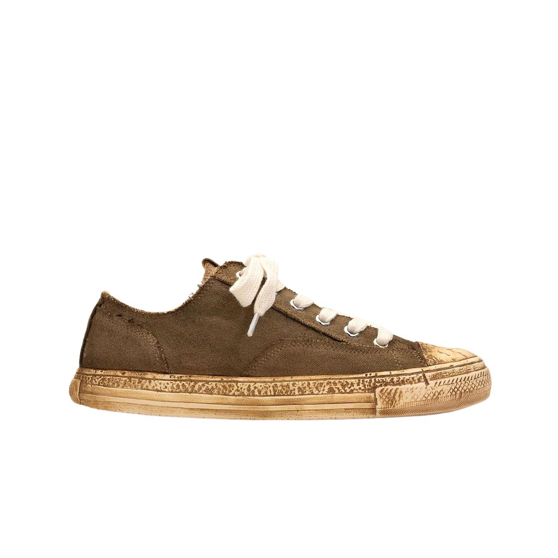 

Maison Mihara Yasuhiro General Scale Past Sole 6-hole Overdyed Canvas Low-top Sneakers Brown EU 42