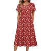 Women Casual Floral Print Long Sleeve Round Neck Maxi Dresses Floral Casual Ethnic Style Loose Long Dress