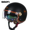 BEON Double Lens Motorcycle Half Helmet Men and Women Motorcycle Retro Helmet Four Seasons General Summer