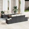 Garden Sofa Set with Storage 6 pcs Black and Cream Poly Rattan