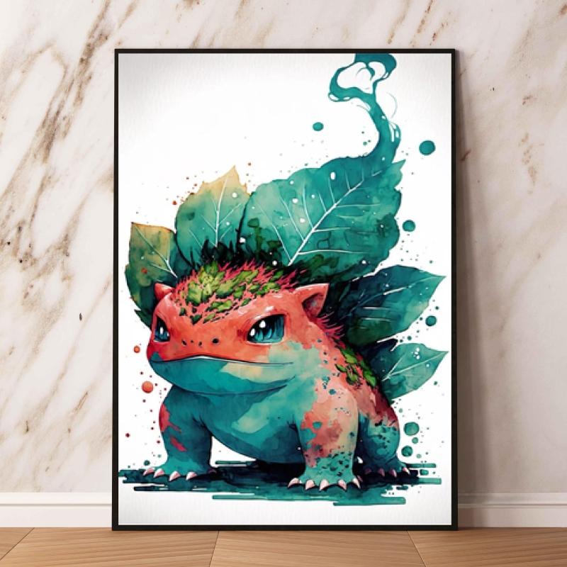 Watercolor Pokemon Decorative Paintings - Pikachu  Eevee Squirtle  Charmander  Bulbasaur Anime Art for Home Wall Decor