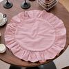 Cotton Ruffled Placemat Simple Round Napkin Everyday Use Heat-Insulating Placemat  Kitchen