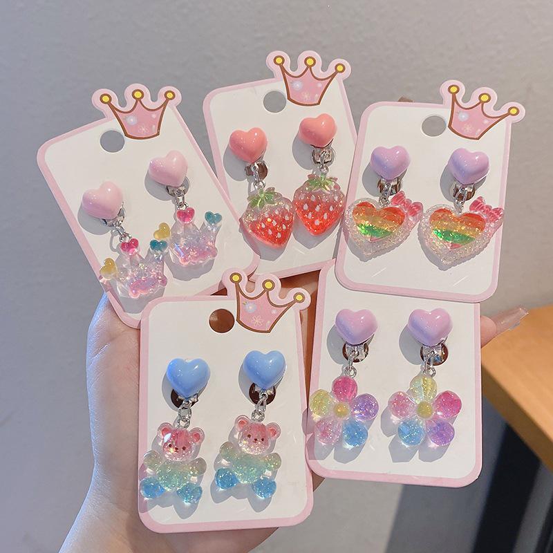 Non-Pierced Kids' Cartoon Earrings - Sweet Princess Dangle Clips