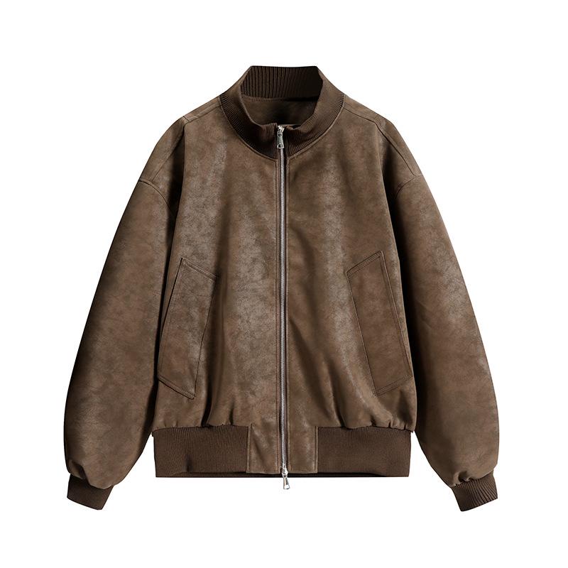 Unisex American-Style Bomber Jacket, Autumn/Winter High-End Stand-Up Collar Streetwear Baseball Jacket JK032