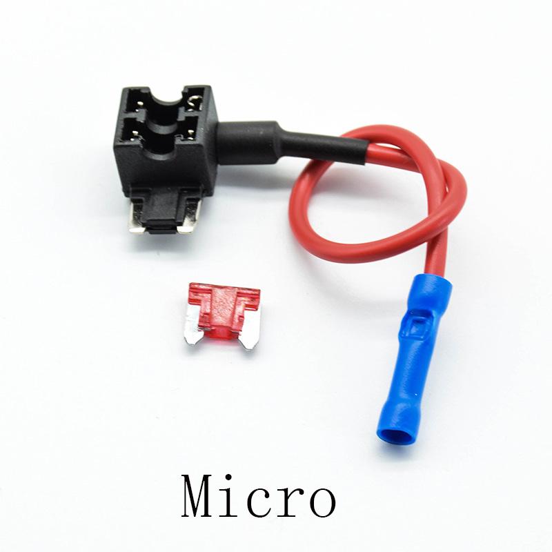 1PC 12V SMALL MEDIUM Car Fuse Add-a-circuit TAP Adapter Micro/Mini/Standard ATM APM Blade Auto Fuse Holder with 10A Blade Fuse Fuse Holders1
