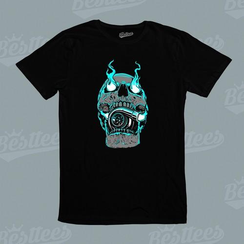 UNISEX Kids Adult MALE FEMALE Motor Race Car Turbo Exhaust Skull Tuner T-Shirt S разноцветный