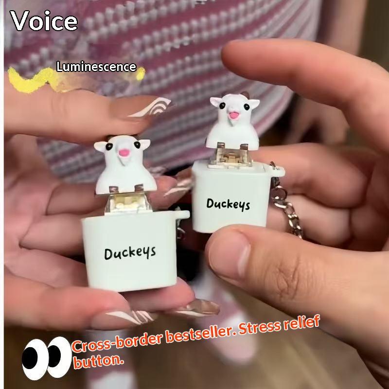 Seagull Mine USB Clicky Keyboard Fidget Button Keychain LED Sound Stress Relief Sensory Toy for Teens Birthday Gift