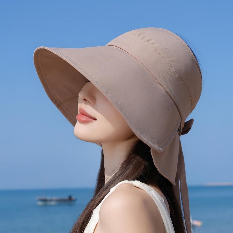 Brimmed Summer Wide Sun Protection Hat With Bow Decoration For Outdoor Daily