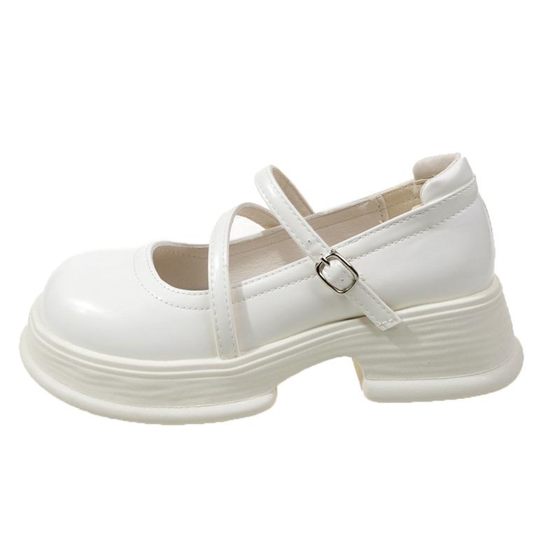 Round head platform small leather shoes women's 2025 new spring and summer French retro British style Japanese JK Mary Jane single shoes