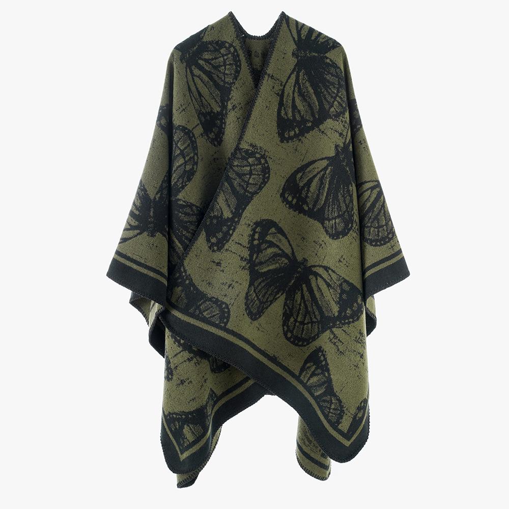 

Elegant Lady Retro Butterfly Print Women Scarf Winter Poncho Warm Femme Capa Para Mujer Pashmina Thick Wrap Shawl Fashion New One Size& 8Y