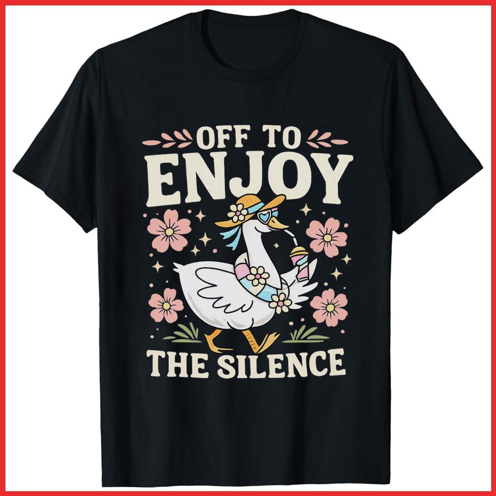 Off To Enjoy The Silence Last Day of School Funny Teacher Black Cotton T-Shirt