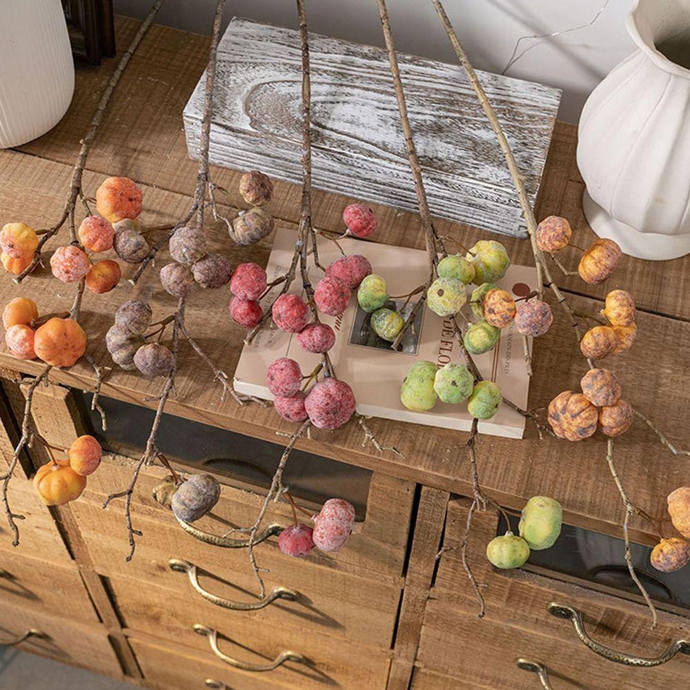 Handmade Artificial Pumpkin Branches 12-Fruit Fake Plants Simulation Pumpkin  Table Centerpiece