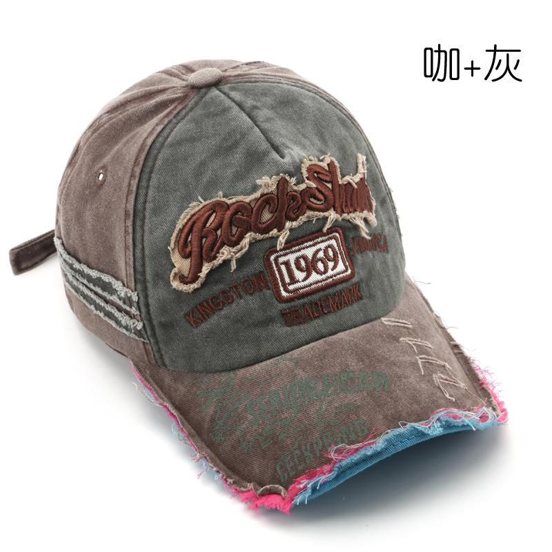 Hat 1969 Retro Washed Old Letter Embroidery Ripped Cap Trendy Male Personality Female Sunshade Baseball Cap