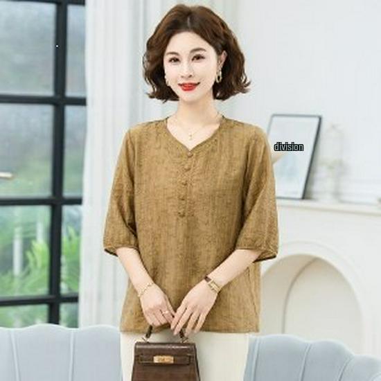 Summer Women s Ice Silk Short-Sleeve T-Shirt - Stylish Top for Middle-Aged and Elderly 2026 4XL