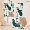 Women Plus Size Printed Two Piece Set 3 4 Sleeve Draped Cardigan Sleeveless Tie Waist Flared Dress