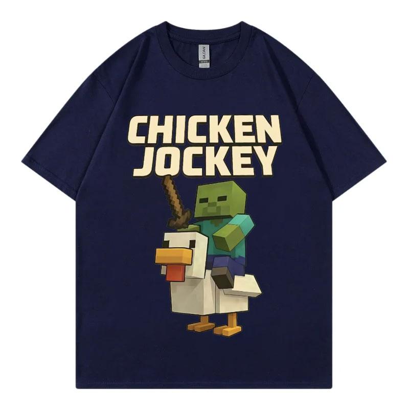 Chicken Jockey Game Cartoon Graphic T Shirt High Quality Fashion Short Sleeve Tshirt Men Women Casual Oversized Cotton Tshirts
