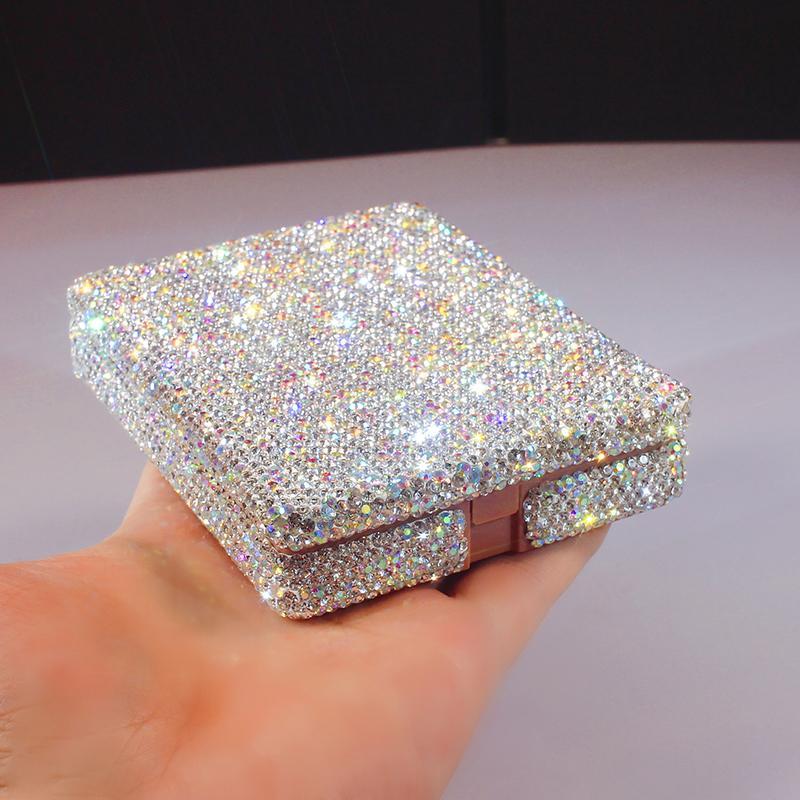 

Мини-портативный набор кистей для макияжа, зеркальный ящик для хранения со стразами, рассыпчатая пудра, кисть для тональной основы Bloom, мягкий органайзер, подарки