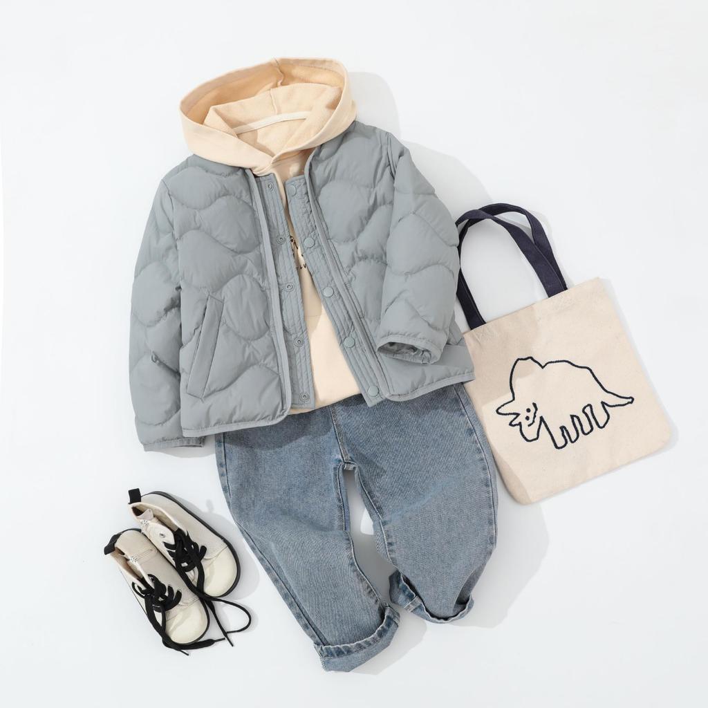 Kinder 2025 Winter Kragenlose Kurze Lockere Daunenjacke