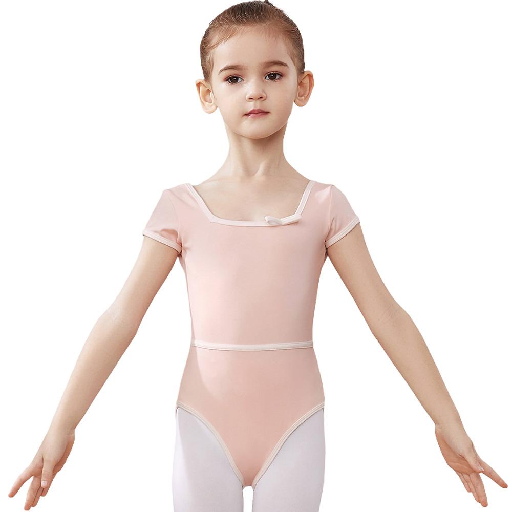 Ballet Leotards Kid Girls Short Sleeve Cotton Tulle Child Ballet Dance Clothes Dress Gymnastics Bodysuit