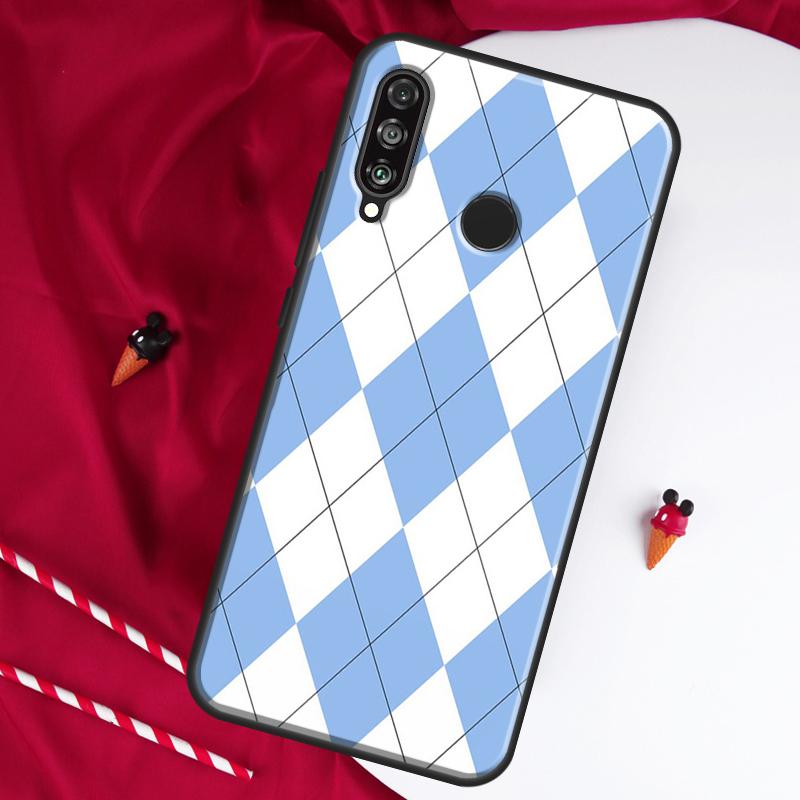 Blue Argyle Pattern For Huawei Nova Y61 Y70 Y90 Y60 Y72 Y91 12s 12i 11i 7i 8i 9 10 SE P60 Pro P30 P40 Lite Case
