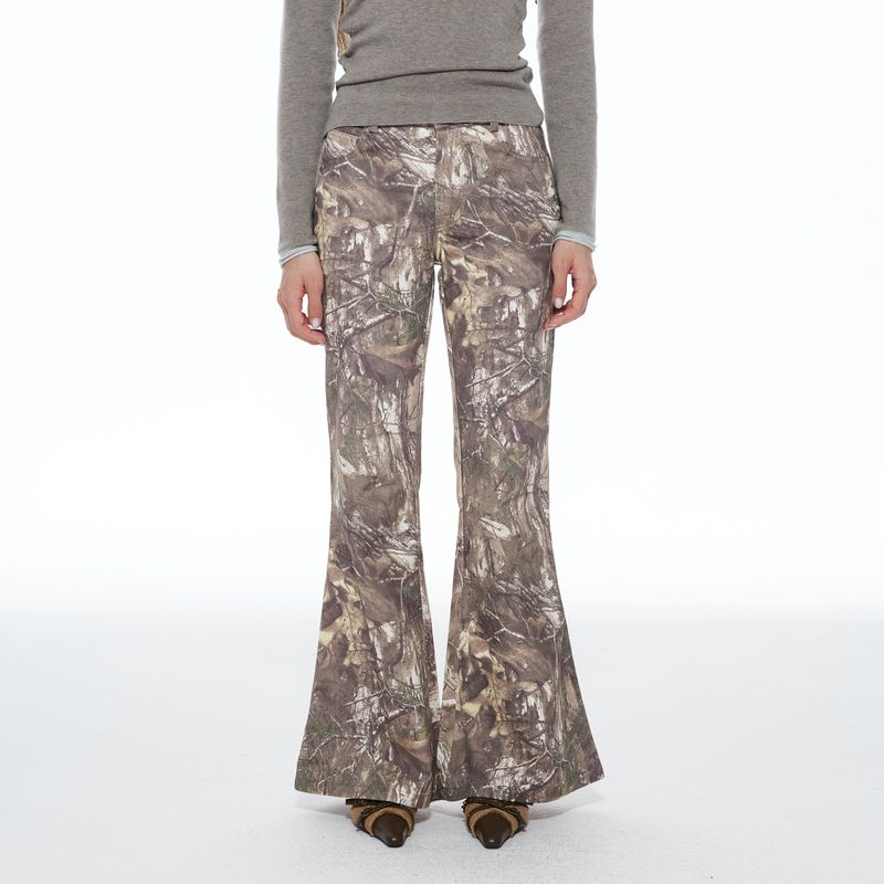 Live Camouflage Thelight Slightly Spicy Casual Camouflage Pants A- Line Slit Skirt Mountain Outdoor Fall and Winter New Arrival