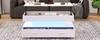 100*50*44cm Hydraulic Height-Adjustable Coffee Table, with LED Lighting, Bluetooth App Control, 2 Drawers and Open Storage, White Liftable