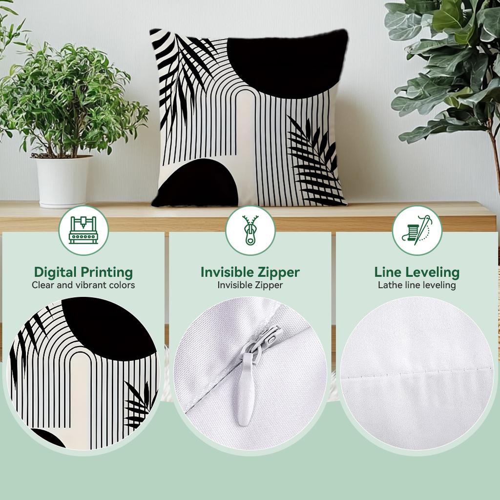 1pcs Bohemian Black White Geometry Pillowcase Square Bedroom Cushion Covers Zipper Living Soft Home Decor 45x45cm