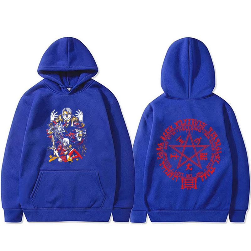 Anime Hellsing Abraham Van Helsing Vampir Alucard Grafik Hoodie Herren Damen Cartoon Manga Pullover Herren Fleece Baumwoll-Hoodies