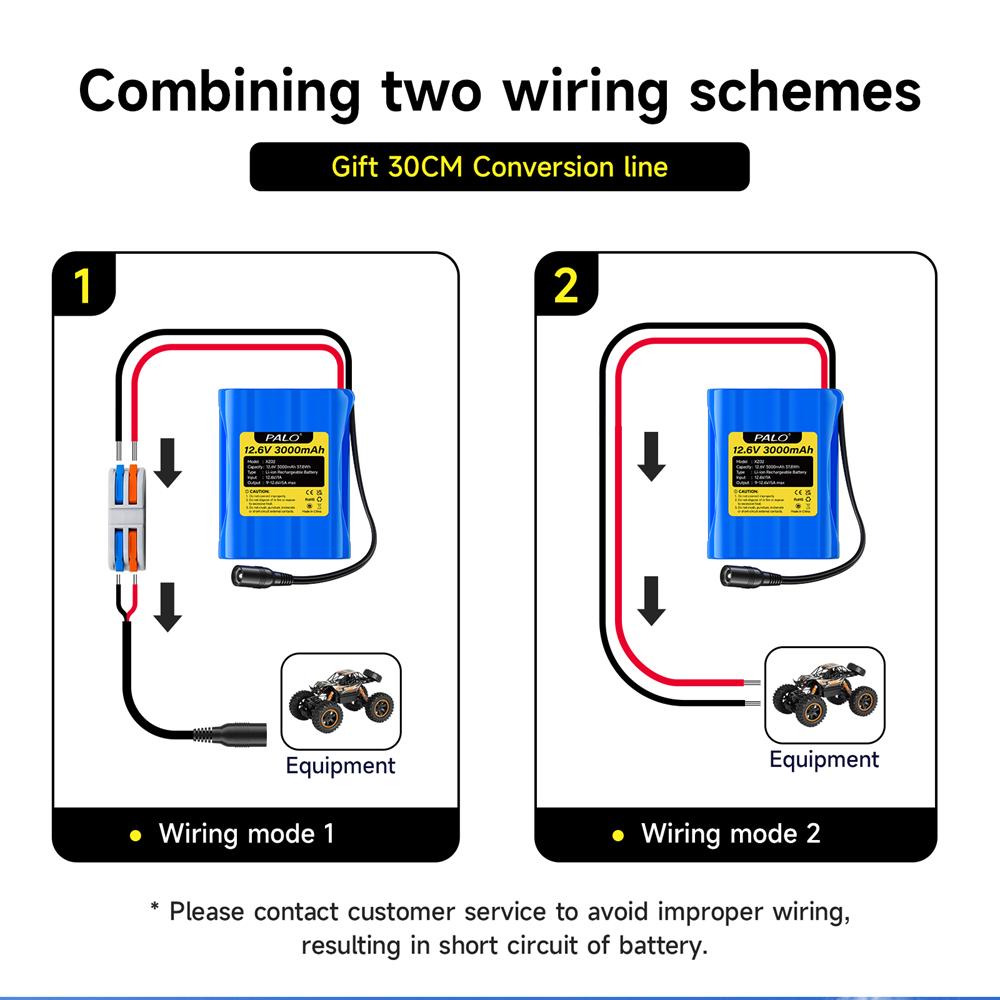 PALO Original 12.6V Battery 12V/12.6V Rechargeable Li-Ion Battery Pack 3Ah 12Vportable Battery for Devices RC Car Boat DIY Robot