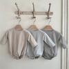 Striped Round Neck Long Sleeve Autumn Romper for Boys and Girls