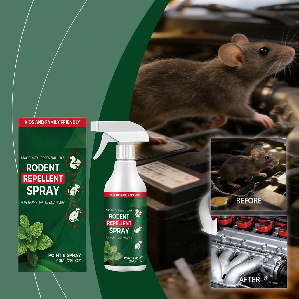 Rodent Repellent Spray Made with Essential Oils for Home Patio Garden Safe for Kids and Family Effective Point and Spray Application 60ml 2oz
