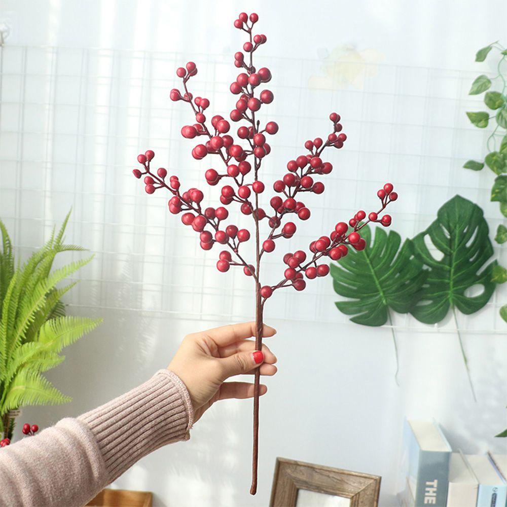 Red Bean Branch Bacca Festive New Year Home Decor Tree Christmas Decoration Fake Flower Artificial Flower Berry