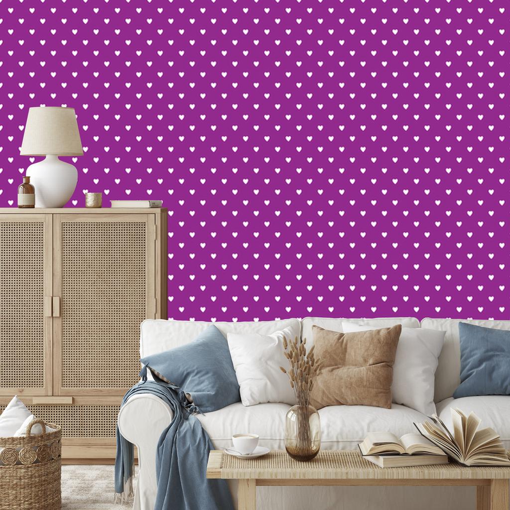 Heart Wallpaper Purple, Lavender and Light Gray 50x1000