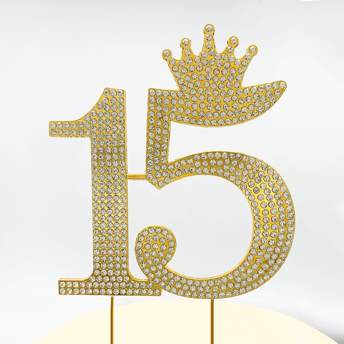 

Большой стразовый сплав Цифра Топпер для торта для украшения вечеринки на 15-й/16-й день рождения