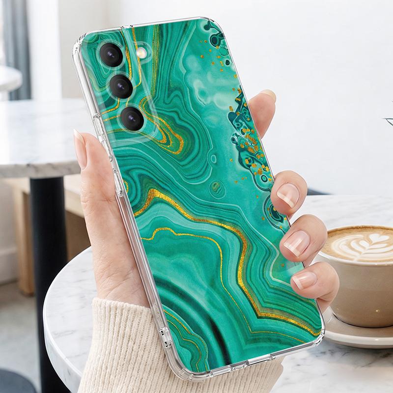 Purple Marble Print Case For Samsung A57 S26 Ultra A37 A17 A56 A36 A26 A16 A55 A35 A25 A15 A54 5G S21 FE S22 S23 S24 S25 Plus Clear TPU Soft Cover