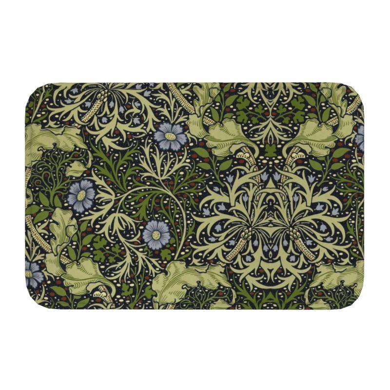 Custom William Morris Compton Floral Art Nouveau Pattern Doormat Bath Door Floor Mat Textile Pattern Toilet Rug Carpet Footpad