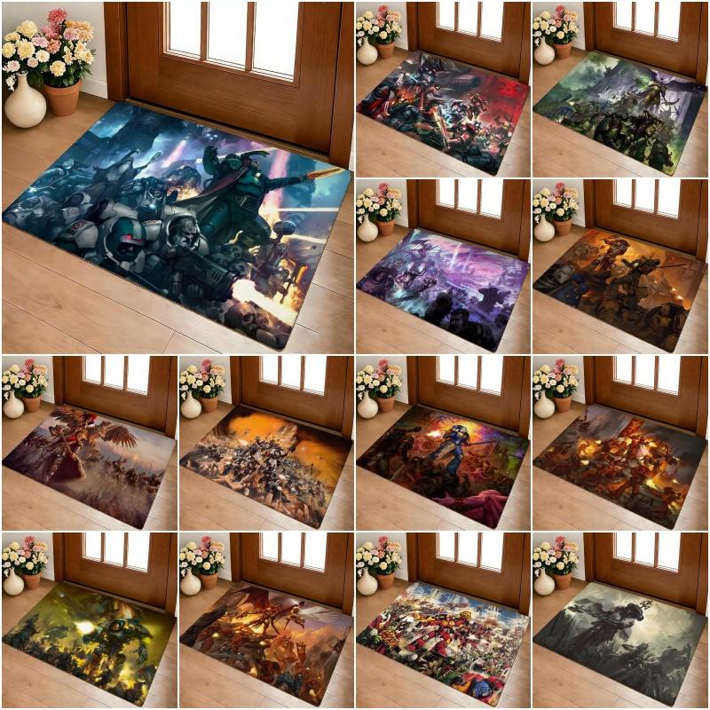 Tappeto da Battaglia Spaziale Sci Fi Stampa Personaggio Gioco Dark Fantasy Antiscivolo Rettangolare Tappetino per Pavimento Stanza dei Giochi Decorazione Casa