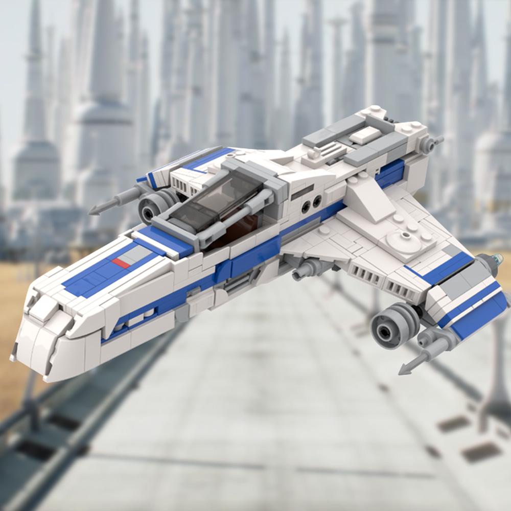 MOC Weltraumkriegsflügeljäger Bausteine Modell Science-Fiction-Filme Flügeljäger Steine Montage Spielzeug Kinder Geburtstagsgeschenke