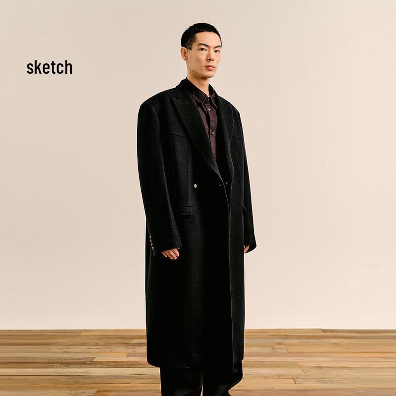 

CROQUIS Men s Slim Fit Long Wool Blend Lapel Coat XS