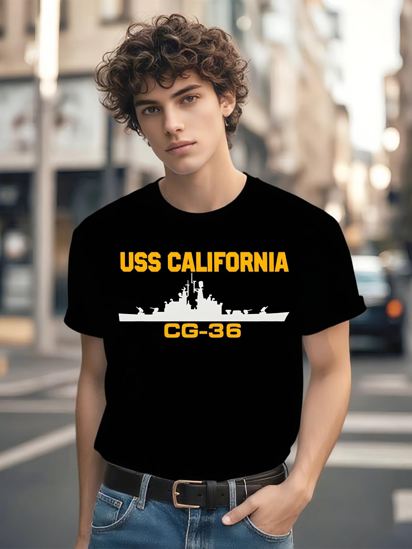 USS California CG-36 Tshirt O-Neck Short Sleeve Shirt Top... M