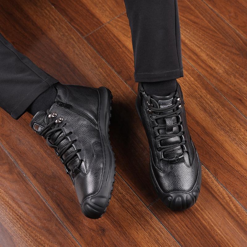 Модные зимние ботинки из натуральной коровьей кожи для мужчин — фото 4