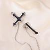Punk Gothic Black Cross Drop Earrings for Women Teens Vintage Rock Sliver Color Long Chain Hanging Earrings Party Zircon Gifts