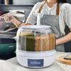 Food Grain Storage Container 6 Grid Rice Dispenser Rotatable Sealed Grain Food Storage Box Large
