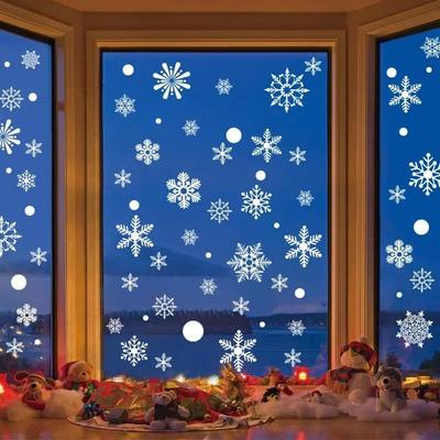 Adesivo in Vetro Fiocco di Neve Natalizio Babbo Natale Decorazioni per la Casa Ornamenti Finestra Elettrostatico Poster Invernali Decalcomania Capodanno