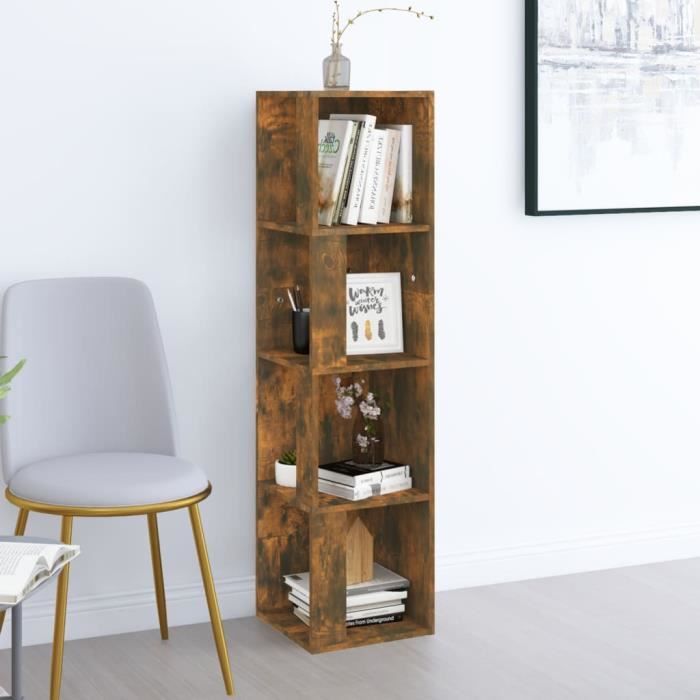 VidaXL Corner Cabinet Smoked Oak 33x33x132 Cm Engineered Wood 816023