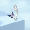 925 Silver Blue Butterfly Pearl Plant and Insect Series Rings Valentine's Anniversary Fine Women Gift Accessory
