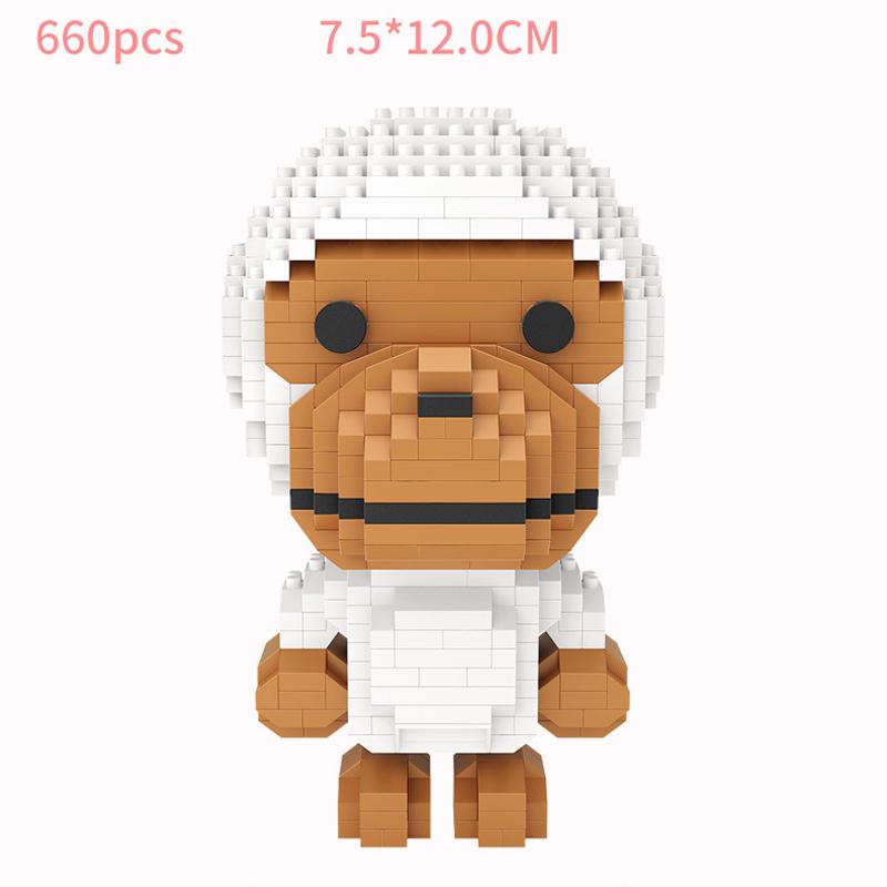 Lovely Cartoon Figures Fashion Brand Baby Monkey Micro Diamond Block Assemble Model Toys Milo Nanobricks Building Brick For Gift